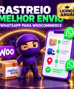 Plugin de rastreio Melhor Envio por WhatsApp para WooCommerce – licença anual
